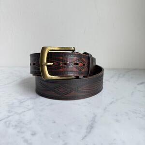 Wrangler Brown Embossed Leather Western Cowboy Belt Men’s 40